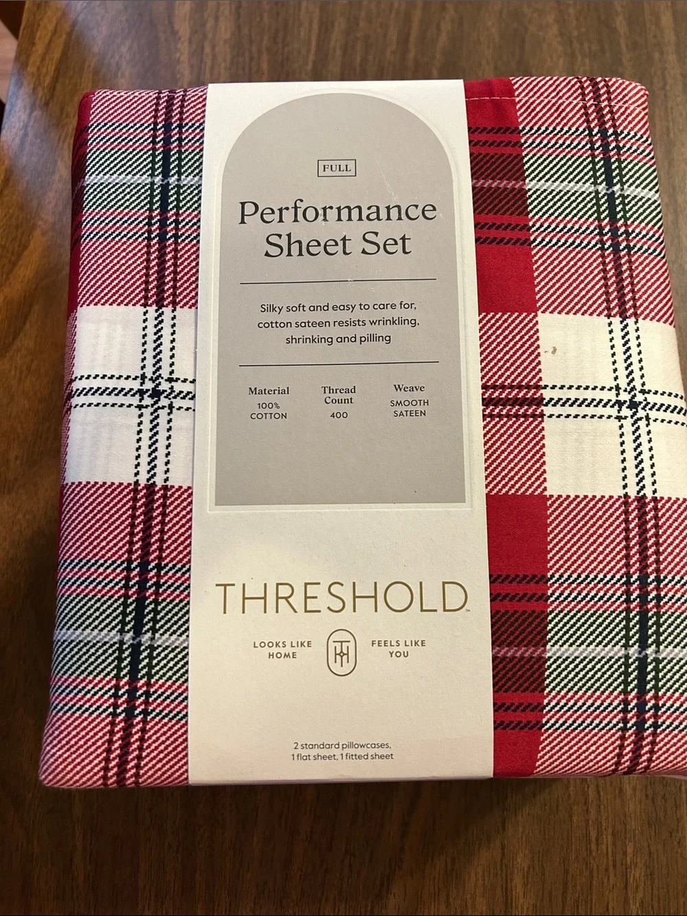 Threshold Plaid Performance Sheet Set - Red, White, Black